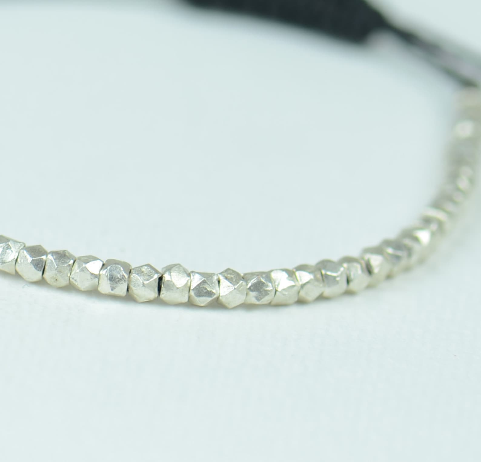 Faceted Sterling Silver Beads Adjustable Bracelet Etsy