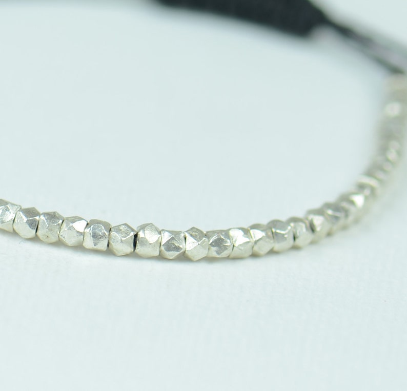 Faceted Sterling Silver Beads Adjustable Bracelet Etsy
