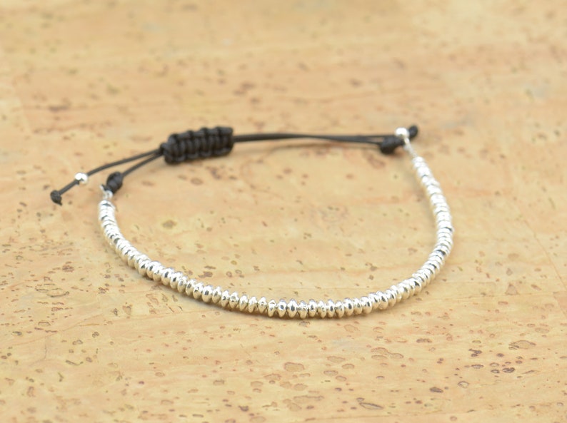 Sterling silver beaded bracelet-Beaded bracelet-Hoops bracelet