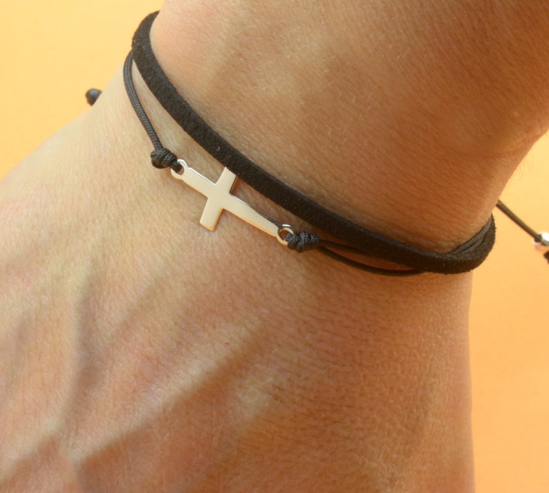 Sterling Silver Cross charm bracelet. Mens bracelet image 4