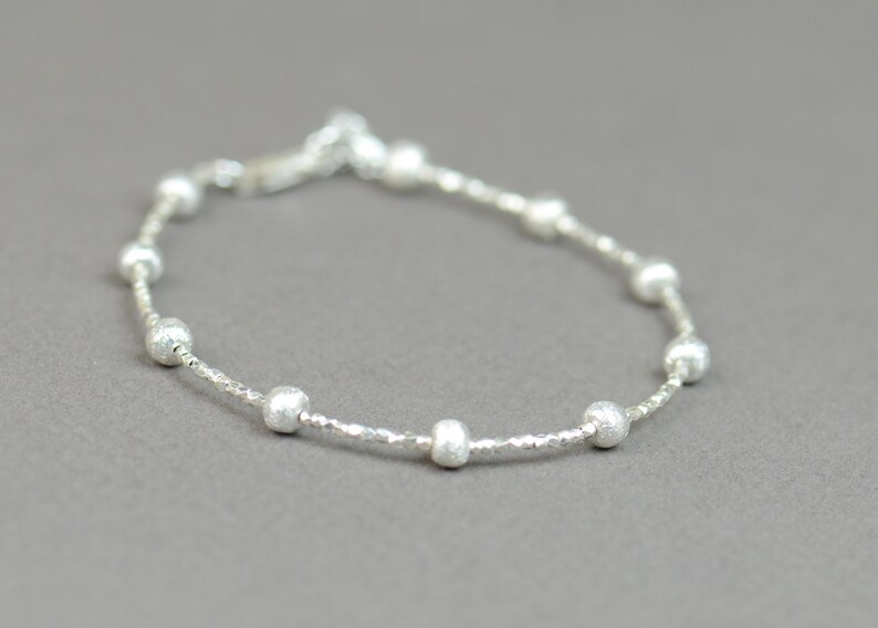 Sterling Silver Bead Bracelet Everyday Wear Sterling Ball Etsy