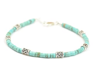 Turquoise and sterling silver beads  bracelet