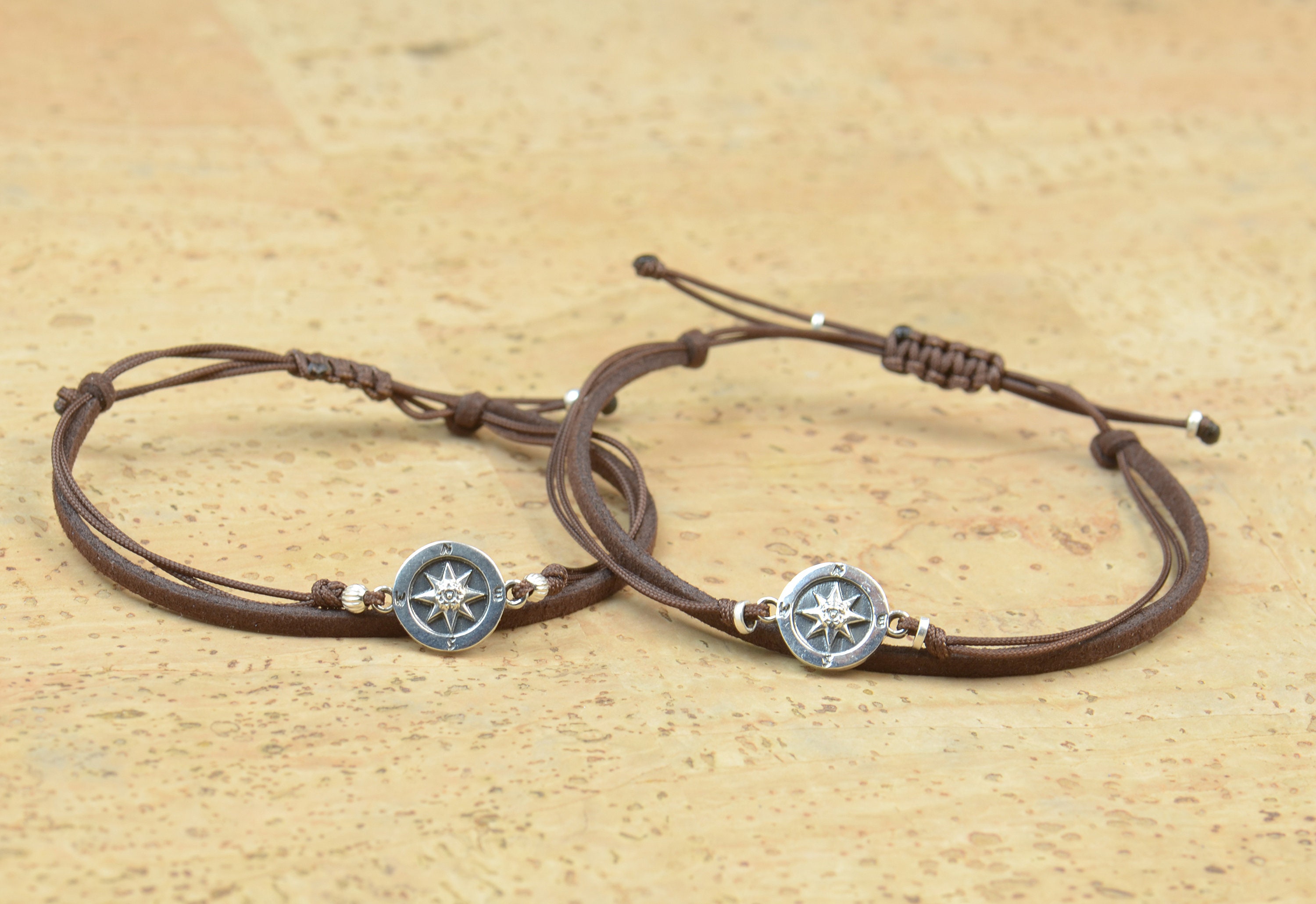 Bracelet for couples.Sterling silver Compass Bracelet.Bracelet set ...
