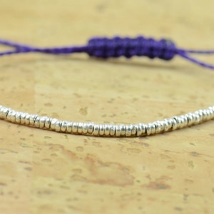 Sterling silver beaded bracelet . Little hoops image 1