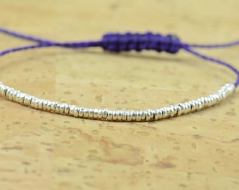 Sterling silver  beaded bracelet . Little hoops