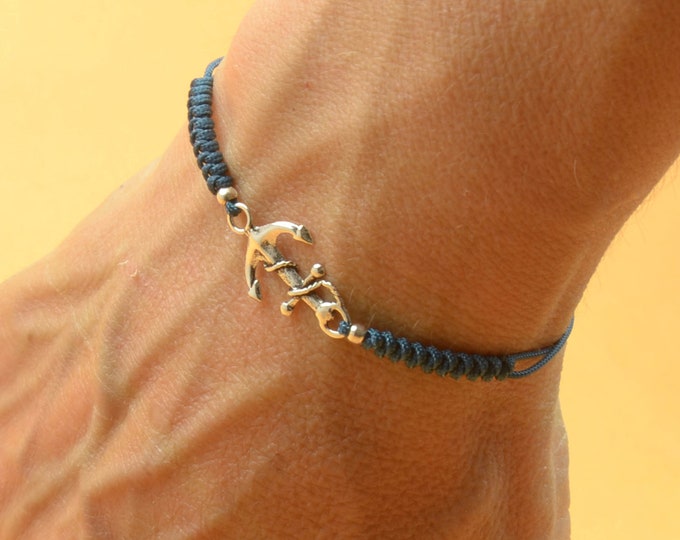 Sterling Silver Anchor charm bracelet. Mens bracelet.Womens bracelet