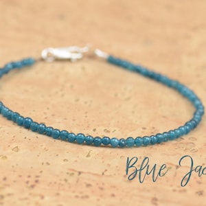 Super Tiny Blue teal Malaysian Jade bracelet.Sterling silver clasp.Teal color bracelet