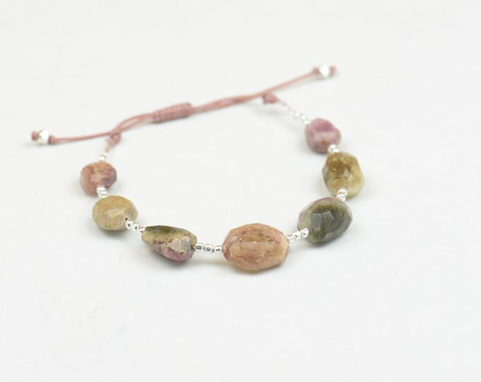 Tourmaline and sterling silver beads bracelet