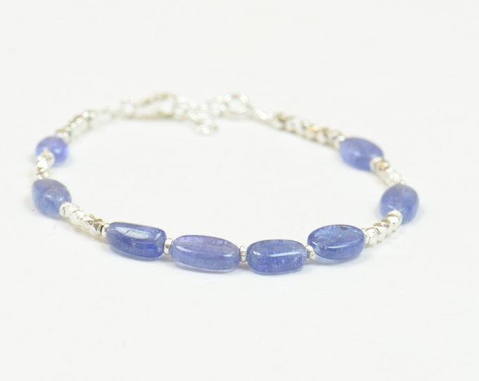 Tanzanite and sterling silver bracelet