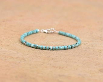 Turquoise and sterling silver beads  bracelet.