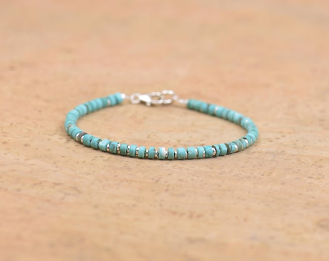 Turquoise and sterling silver beads  bracelet.