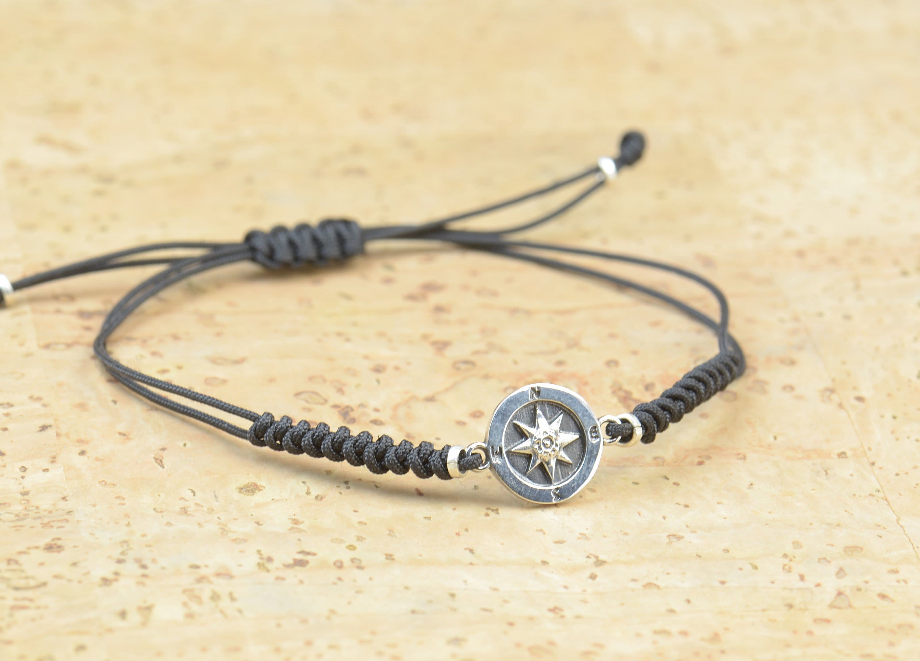 Sterling Silver Compass charm bracelet. Mens bracelet.Womens Etsy