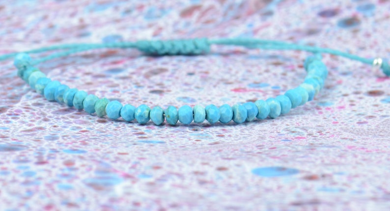 SS338T Elastic Turquoise Ball Bracelet with Tree Charm 2mm main image 1