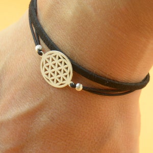 Sterling Silver Flower of life charm bracelet. Mens women bracelet.Good Karma bracelet.Circle of life