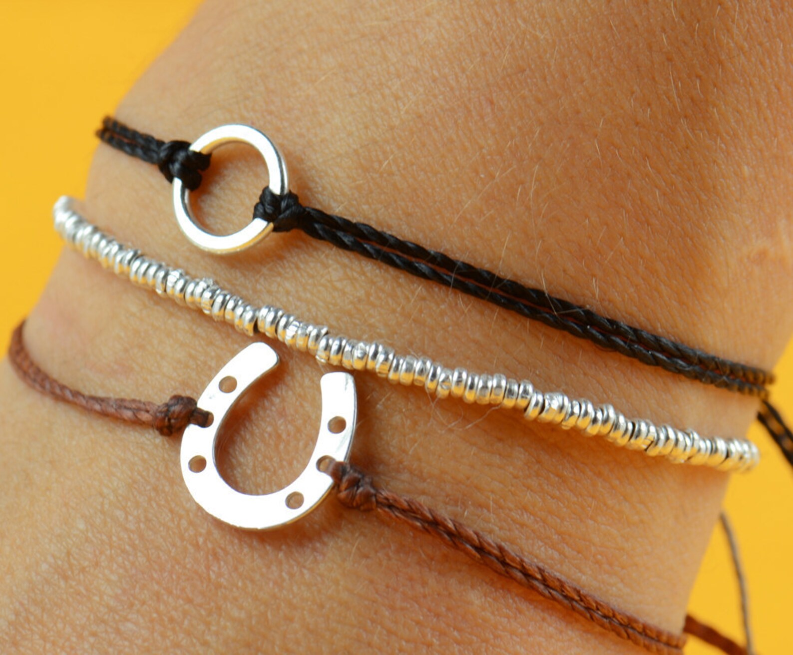 Horseshoe Charm Bracelet Sterling Silver Etsy