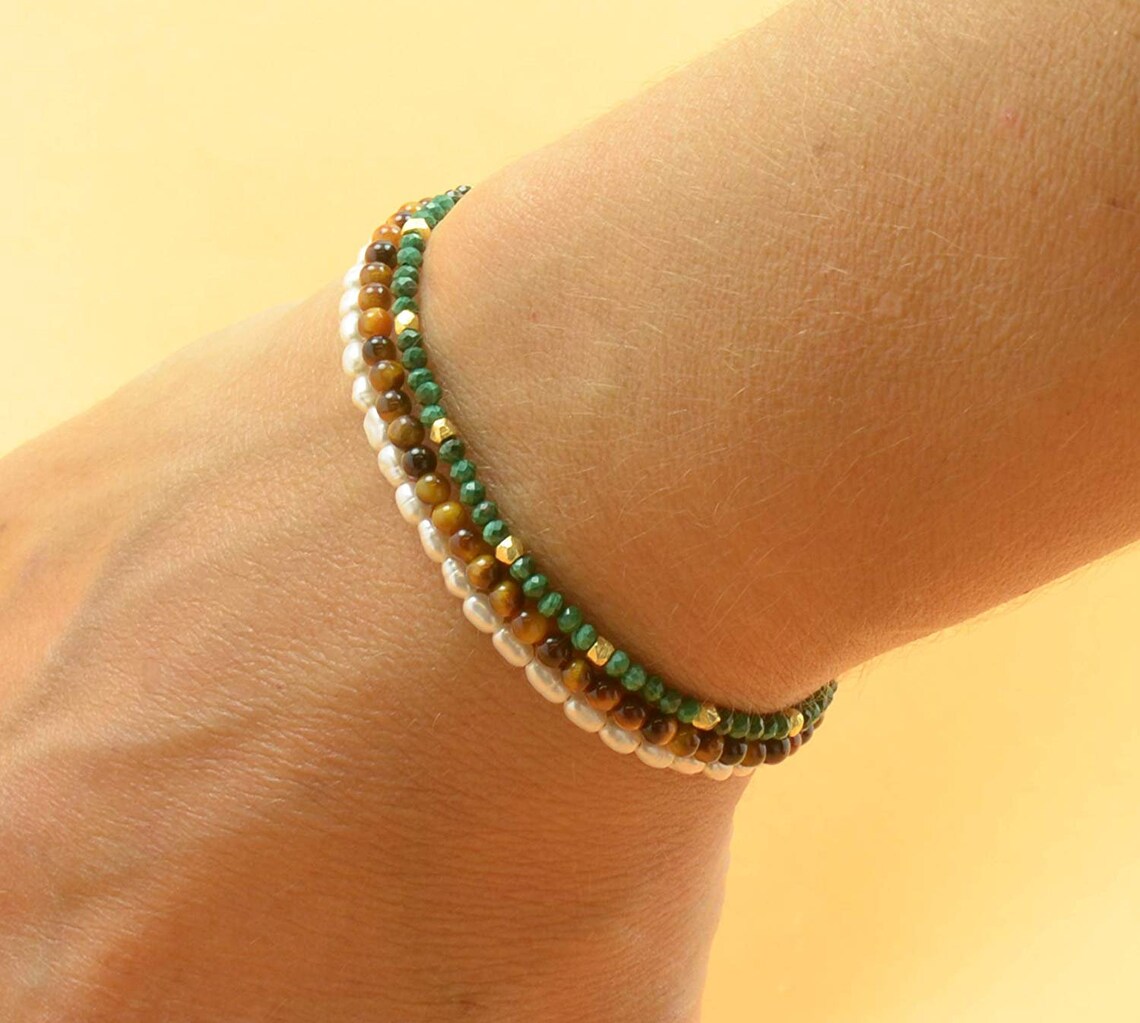 Gold and Malachite bracelet Etsy