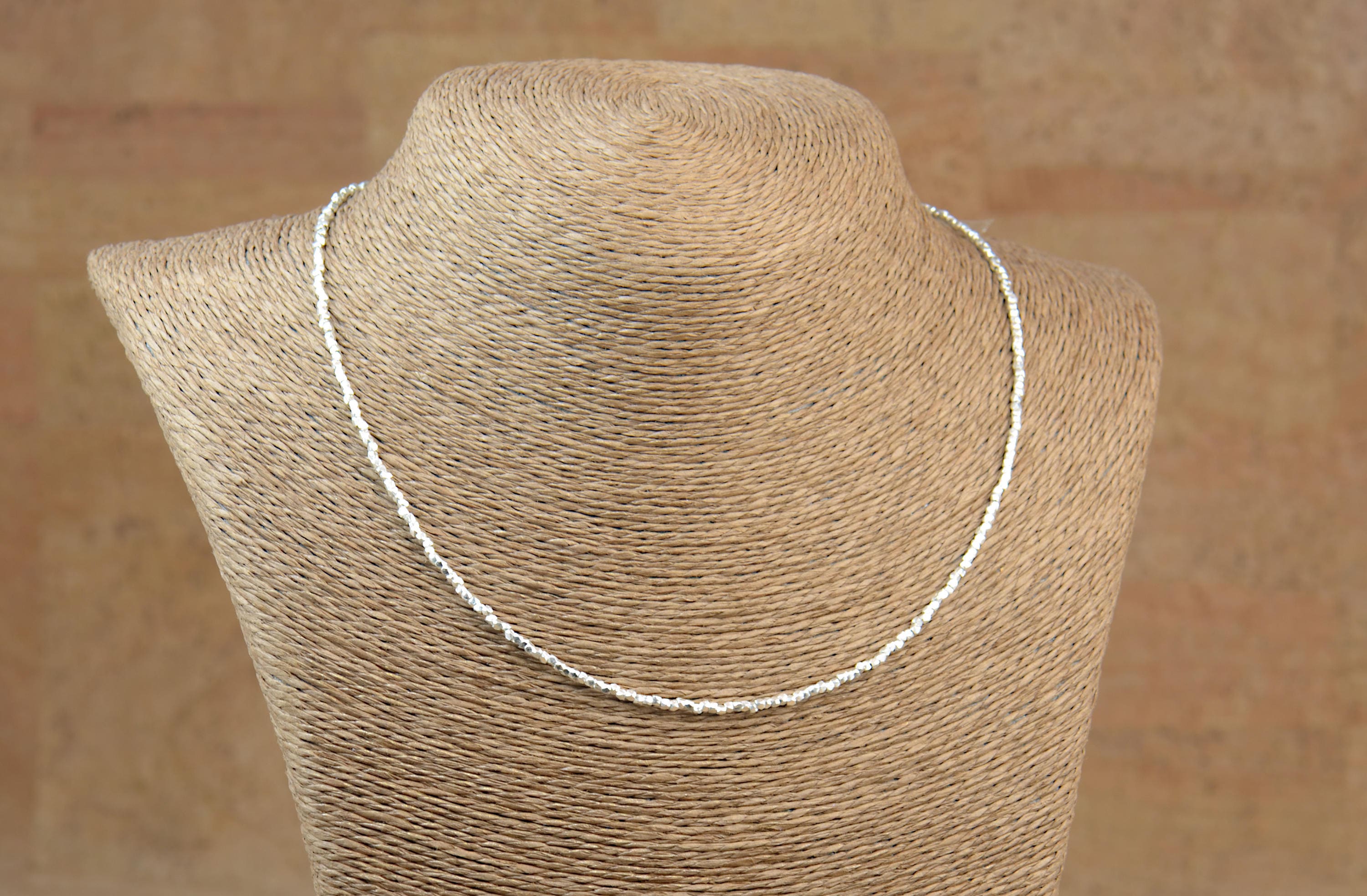 Tiny faceted bead necklace, tiny gold necklace, tiny silver necklace