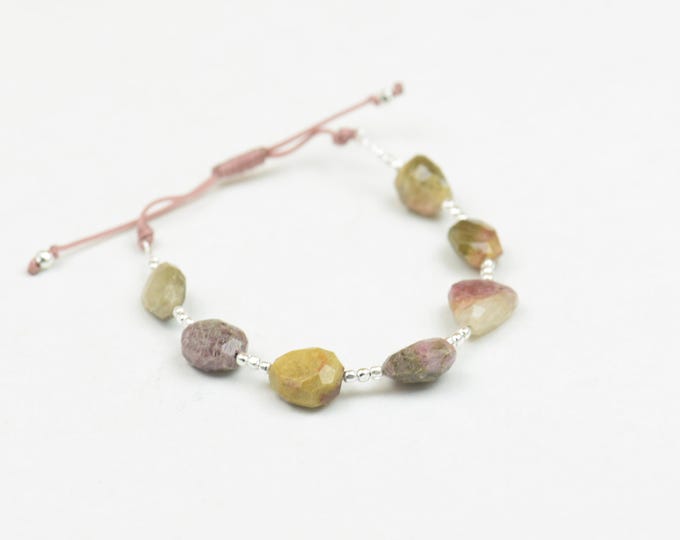 Tourmaline and sterling silver beads bracelet