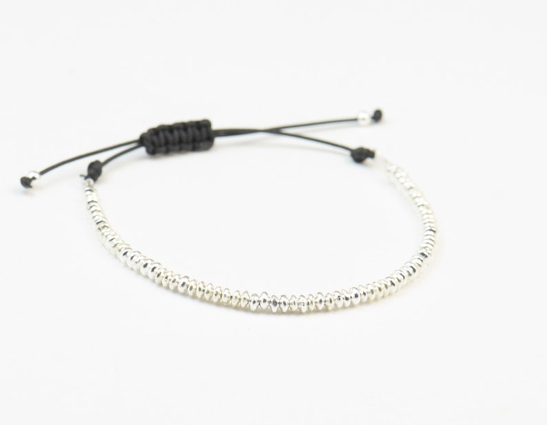 Sterling silver beaded bracelet-Beaded bracelet-Hoops bracelet