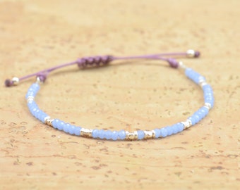 Chalcedony-Blue lace agate and sterling silver beads bracelet