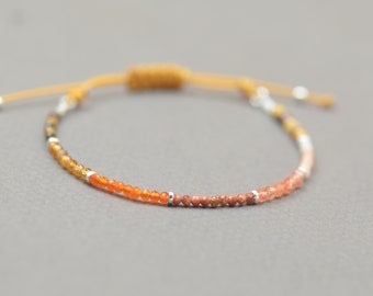 Mookaite,Citrine,Carnelian,Sunstone,opal,tiger eye bracelet.Sterling silver bracelet.Orange Yellow gemstones