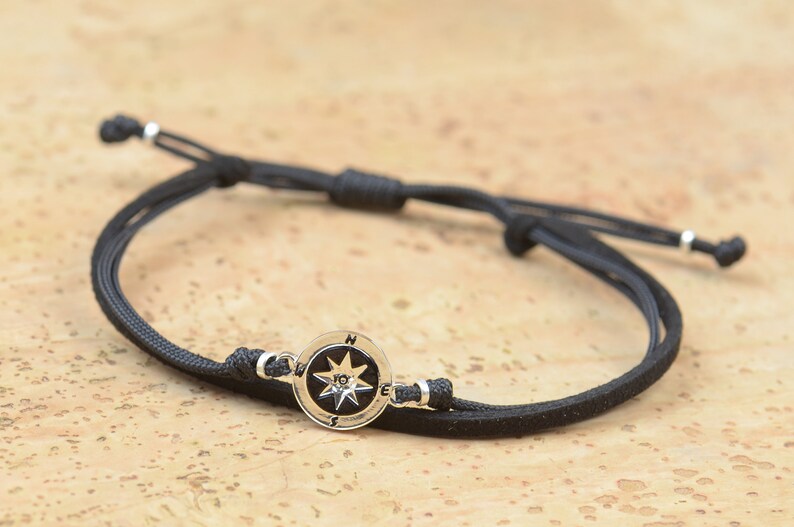 Sterling Silver Compass Charm Bracelet. Mens Bracelet.wind Etsy