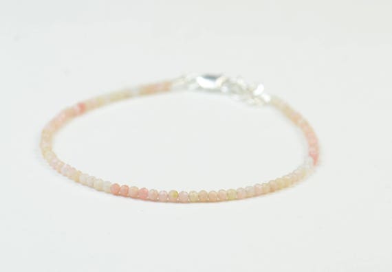 Tiny pink opal bracelet.Dainty bracelet,pink opal
