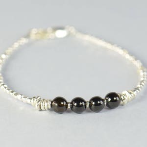 Black Tourmaline and sterling silver bracelet image 1