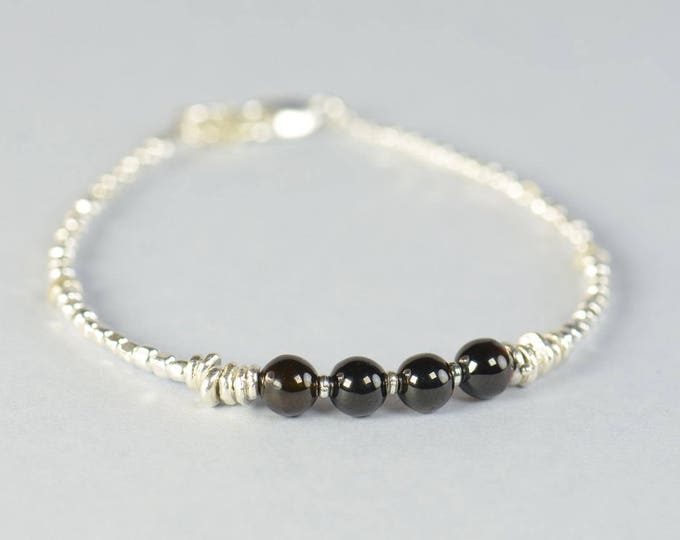 Black Tourmaline and sterling silver  bracelet