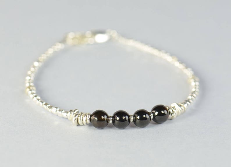 Black Tourmaline and sterling silver bracelet image 1