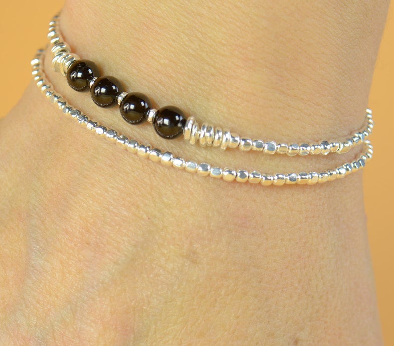 Black Tourmaline and sterling silver bracelet image 5