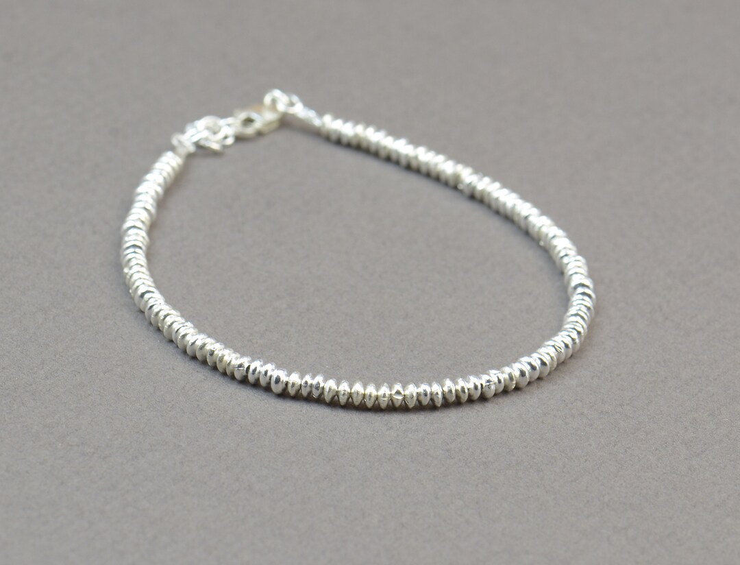 Sterling Silver Hoops Beads Bracelet Etsy
