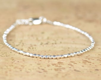 Square sterling silver beads  bracelet