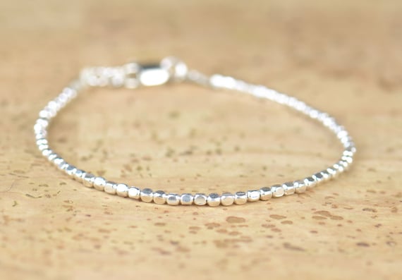 Square Sterling Silver Beads Bracelet - Etsy