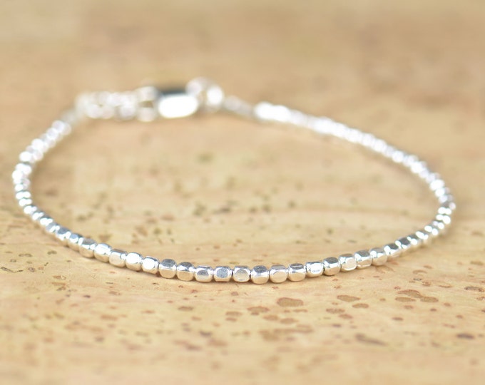 Square sterling silver beads  bracelet