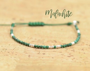 Malachite and Sterling silver bracelet.Adjustable Bracelet