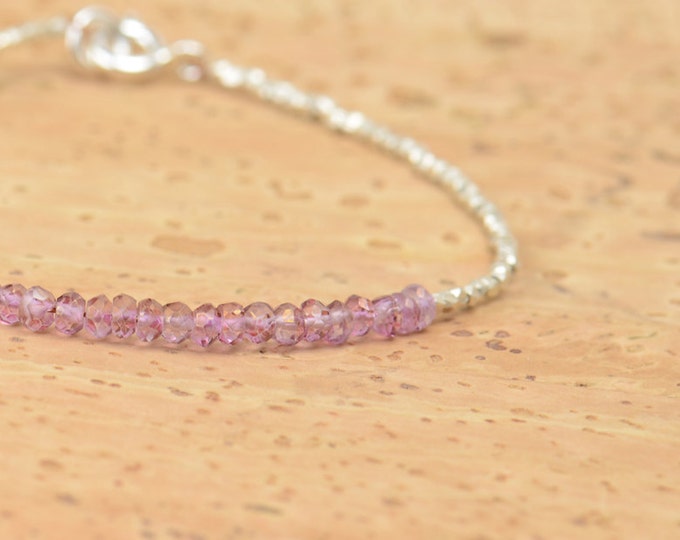 Rose quartz and sterling silver beads  bracelet