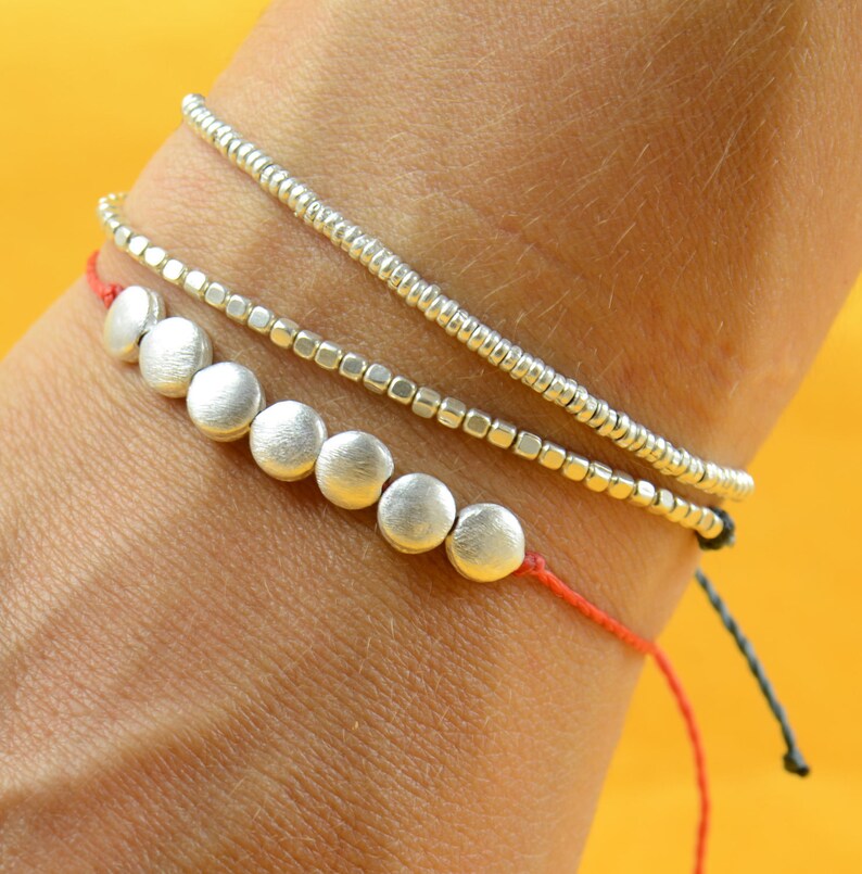 Sterling silver hoops beads bracelet Etsy