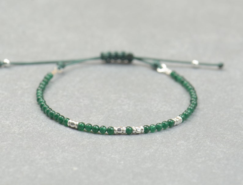 Jade and Sterling silver bracelet.Adjustable Bracelet image 2