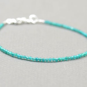 Super Tiny Blue teal Malaysian Jade bracelet.Sterling silver clasp.Teal color bracelet