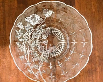 Silver City Sterling Silver Overlay with Flanders Poppy Design 11 inch Platter/Plate Excellent Condition