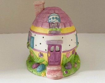 Vintage Ceramic Egg House Tea Light Carlton Cards Easter Decoration AGC INC