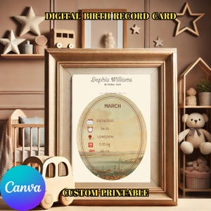 faire-part de naissance modifiable | d'enregistrement modifiable de naissance de bébé | Personnalisez votre carte | Modèle de toile modifiable