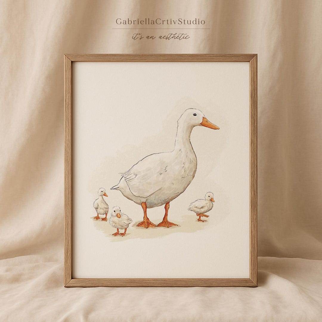 Watercolor Mother Duck and Ducklings Print | Animal Wall Art | Neutral ...
