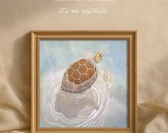 Stampa di una tartaruga marina / Arte costiera per la cameretta dei bambini (download digitale)