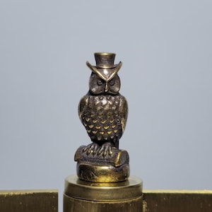 Owl Hinge Head with Top Hat – Magnetic Door Hinge Topper, Brass Owl Hardware Decor, Unique Home Gift