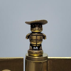 Brass Turtle Hinge Head with Hat, Magnetic Door Hinge Topper, Animal Hardware Decor Gift
