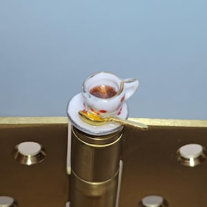 Cherry Teacup Hinge Head, Coffee Gift, Door Hinge Topper, Unique Gift for Her, Tea Lover, Housewarming Decor, Miniature Magnet
