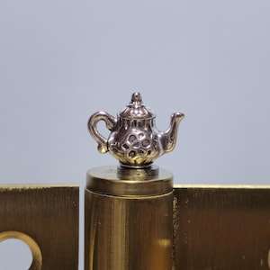 Silver Teapot Hinge Head, Door Hinge Topper, Mini Kitchen Decor, Tea Lover Gift, Magnetic Accent, Tea Kettle Hostess Gift, Set of 1-10