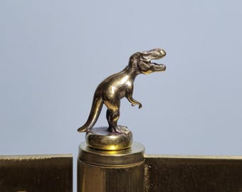 Magnetic Brass T-Rex Hinge Head Topper , Dinosaur Door Hinge Decoration , Jurassic Mini Sculpture , Set of 1–10 , Unique Gift for Him or Her